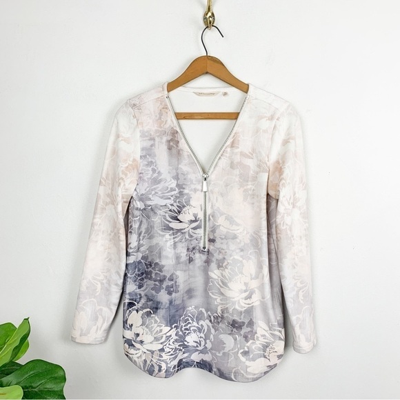 Soft Surroundings Sweaters - Soft Surroundings Corrina Fleece Floral Print Half Zip Sweater Sz XS